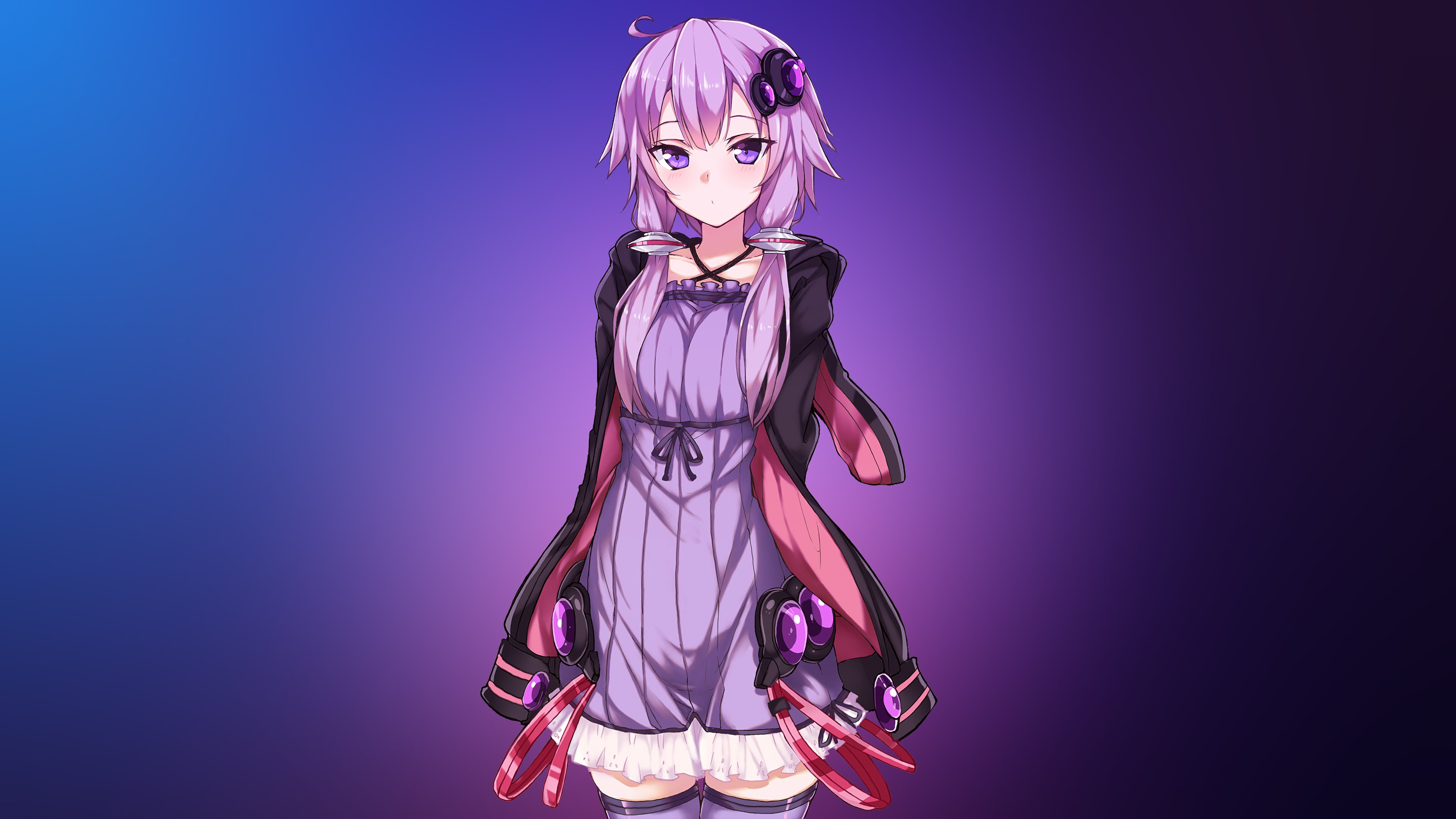Anime girl Yuzuki Yukari on a purple