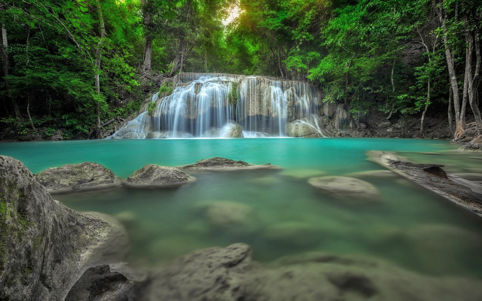 Erawan Waterfall In Thailand Jungle