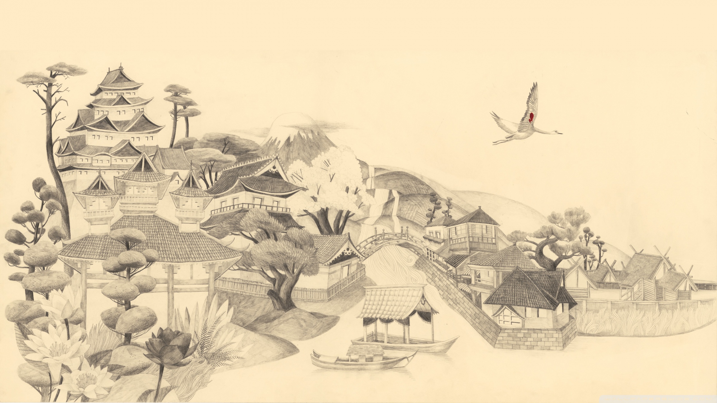 Japanese Drawing 4K UHD Wallpaper