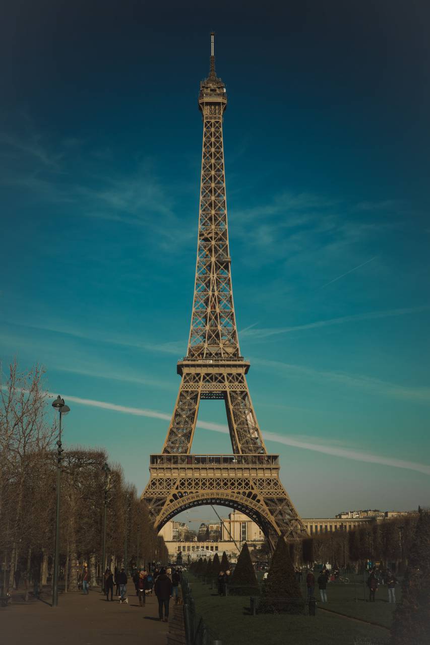 Image of eiffel tower paris france blue