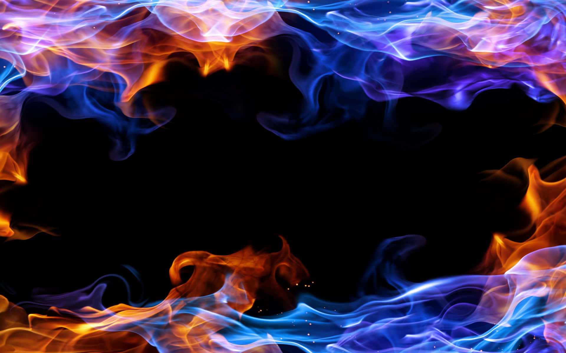 fire with blue and orange flames