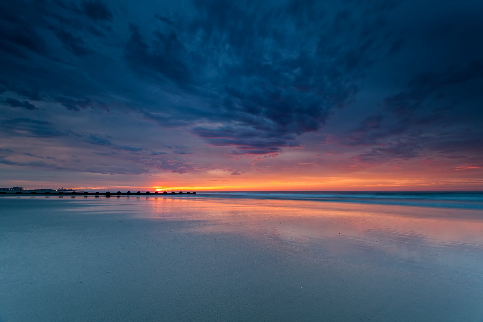 Nature Sea Water Night Sunset Sky