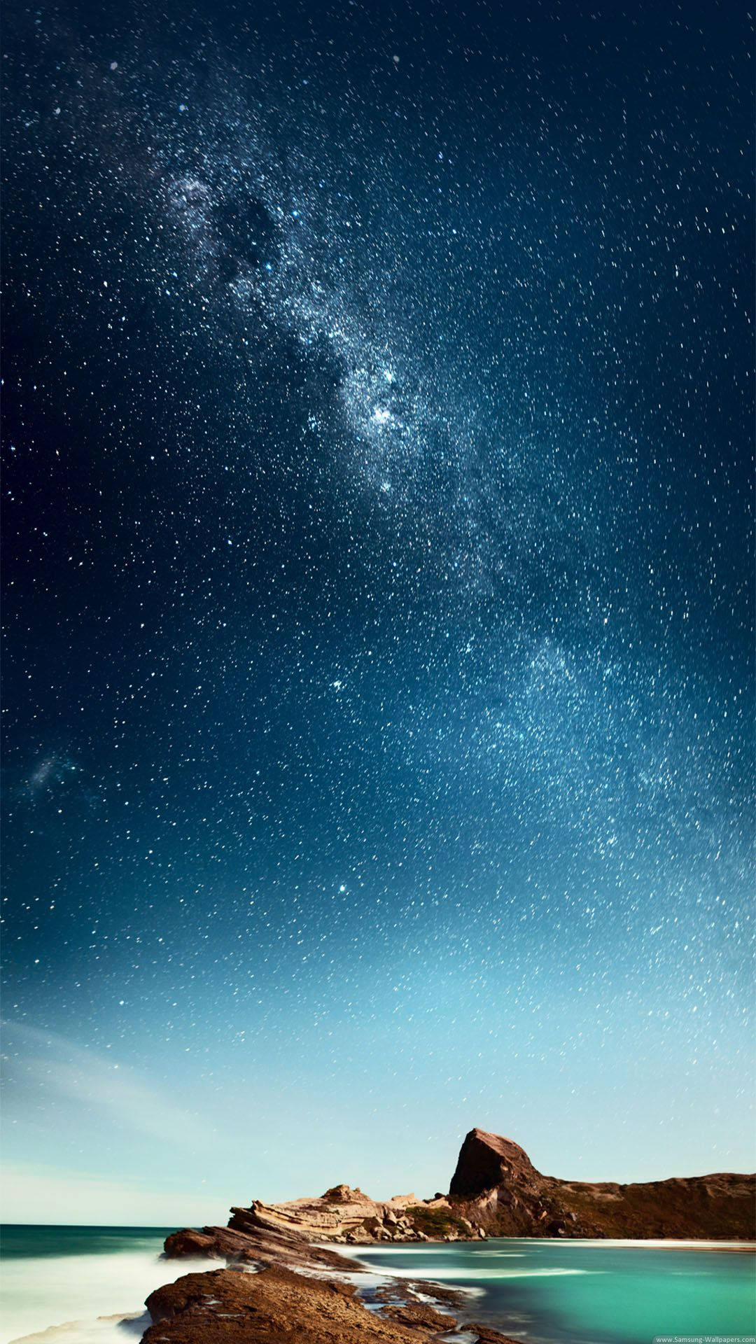 Sea Under Blue Galaxy Wallpaper