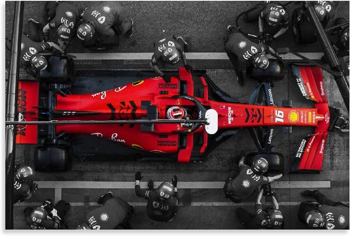 F1 Racing Poster Leclerc Pit