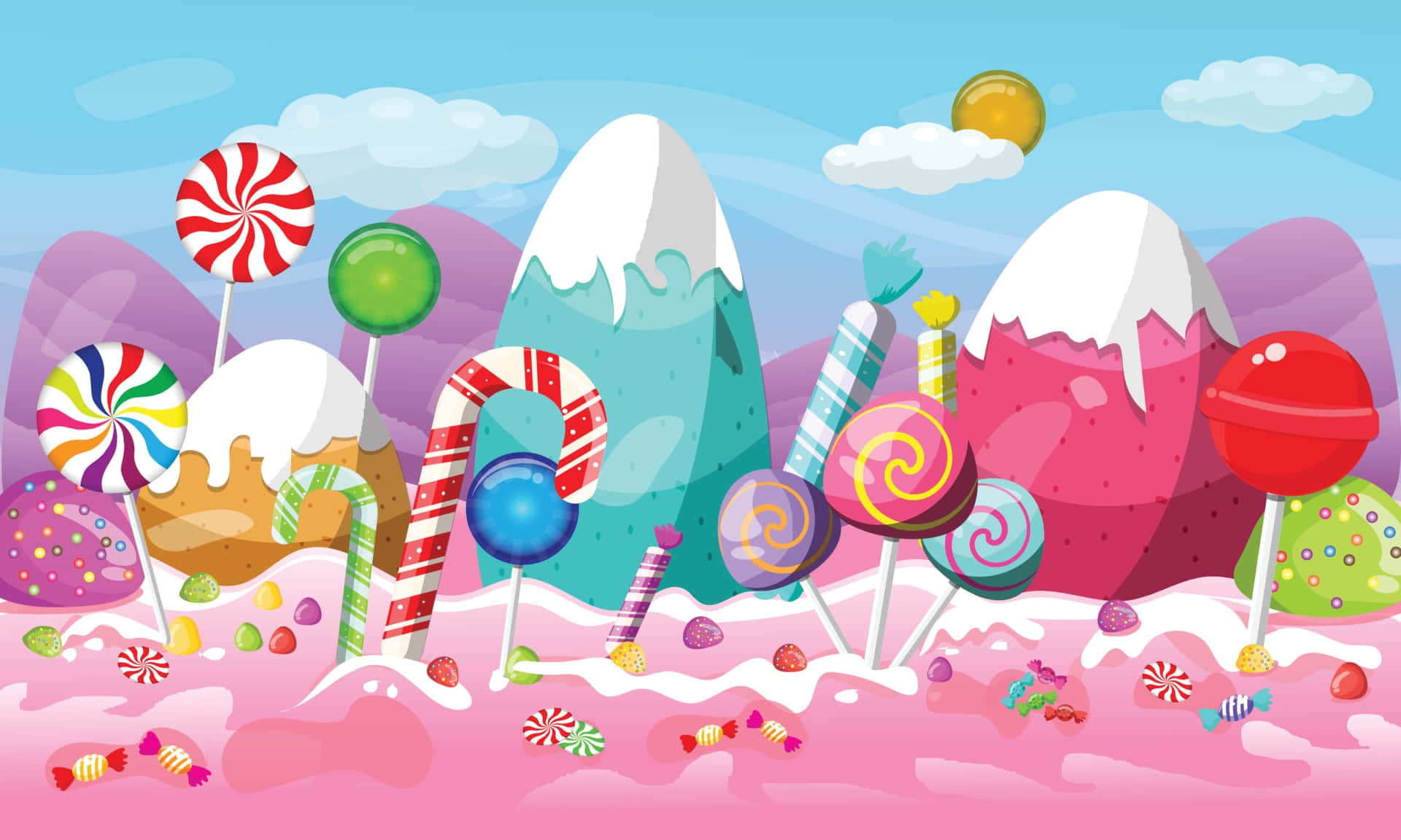 Cartoon Background With Candy