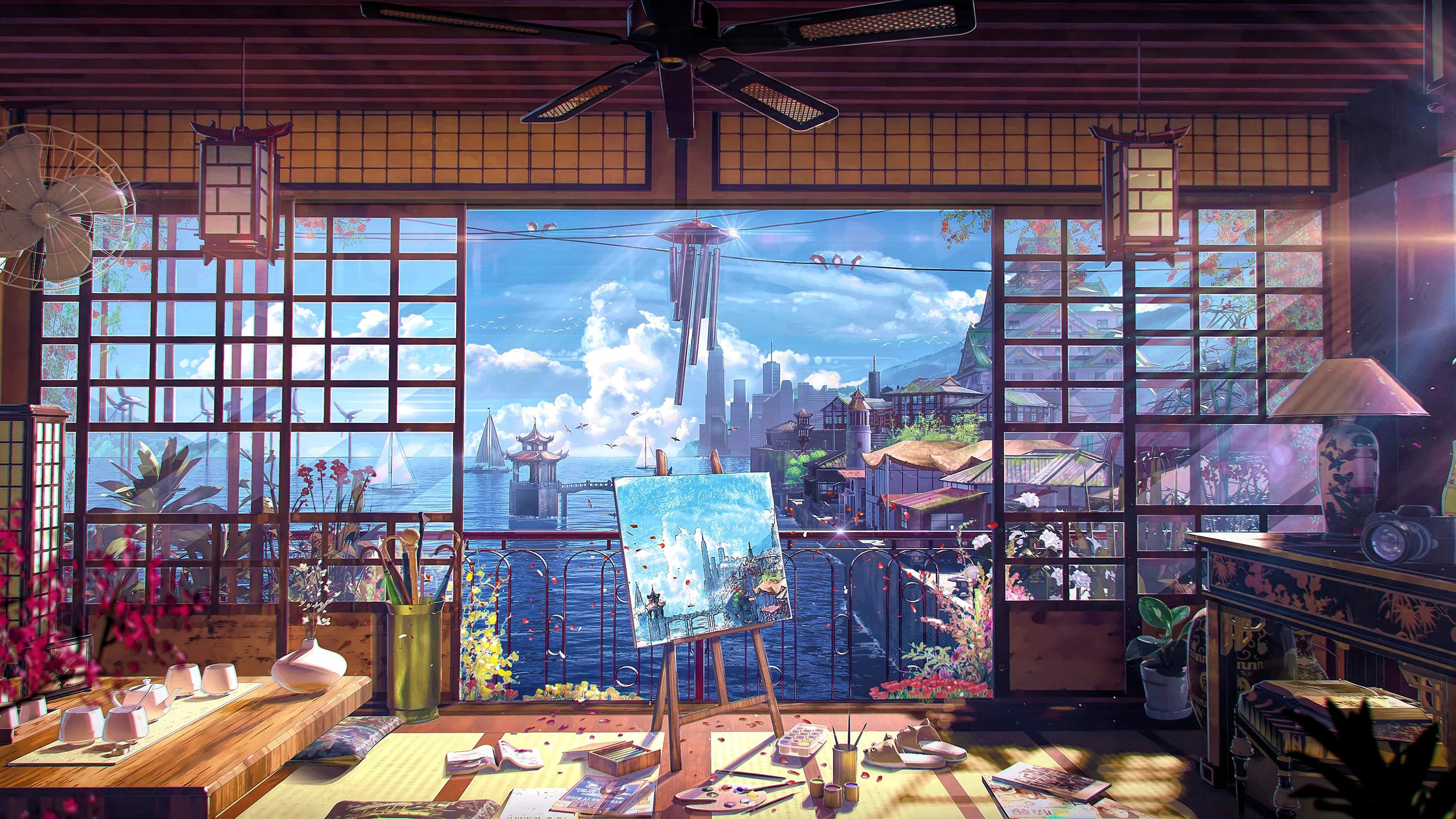 Anime Visual Arts Room Wallpaper 4k