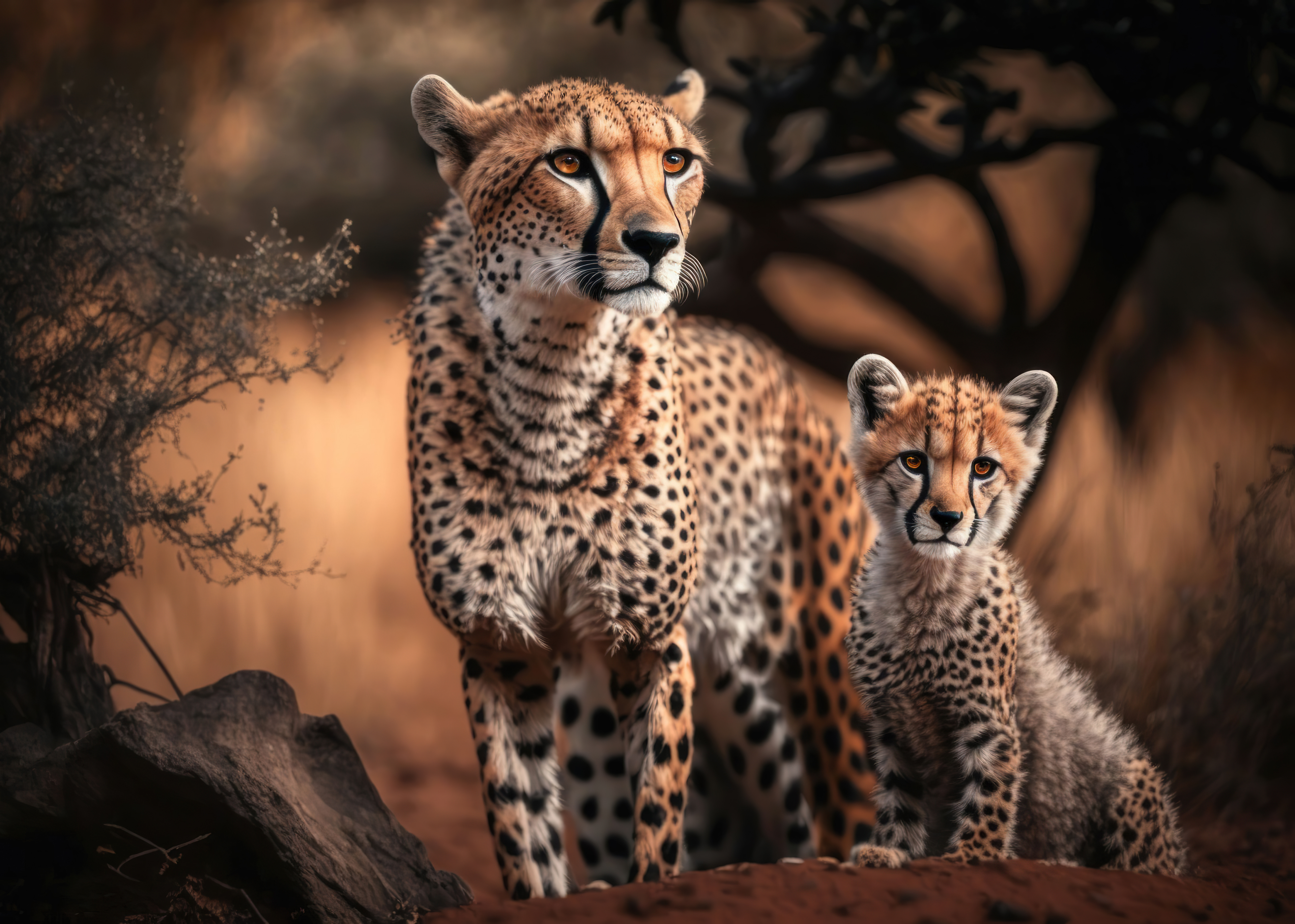 Cheetah Wallpaper 4K, cub, AI art