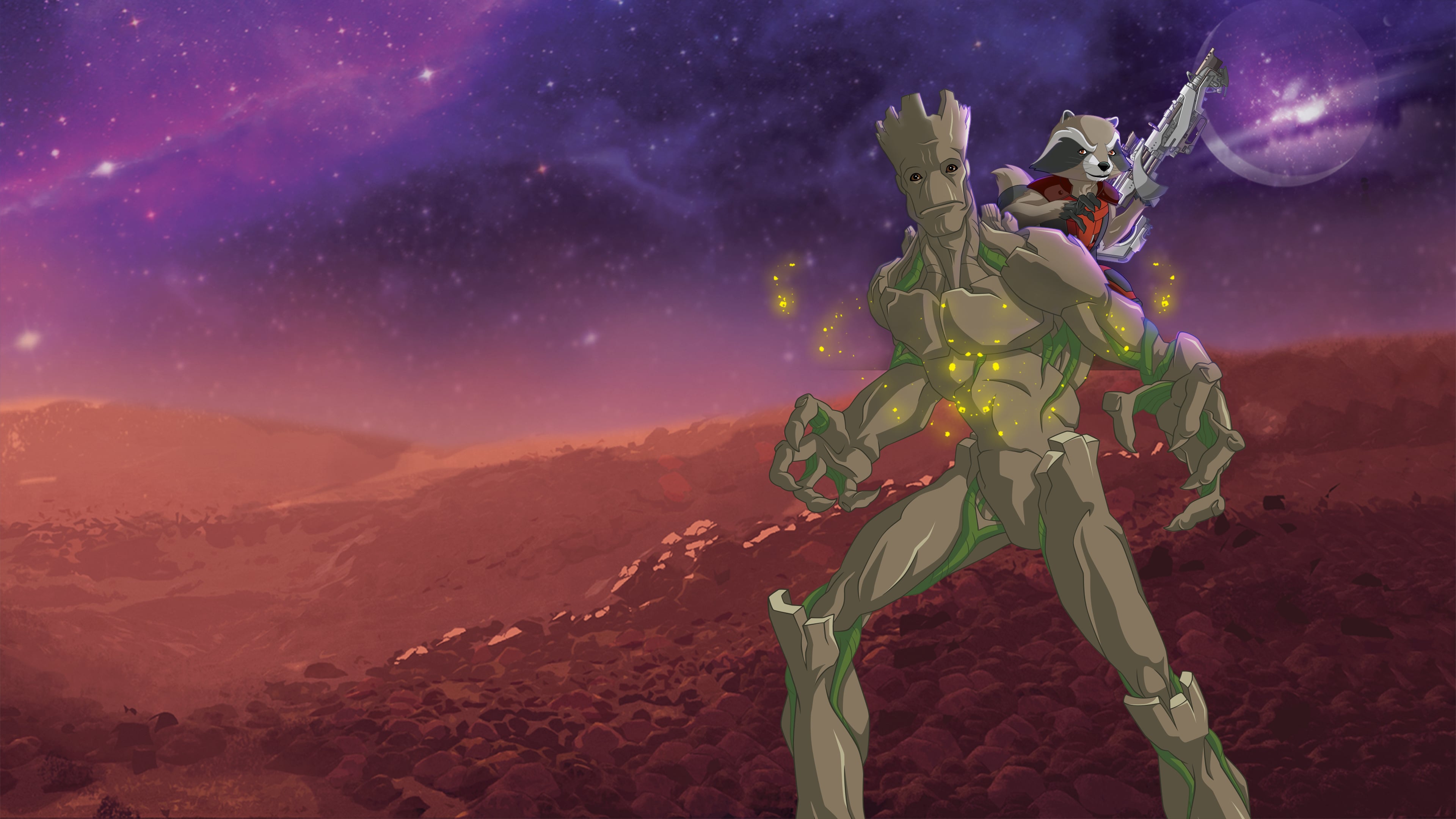 Download Groot Rocket Raccoon Guardians Of The Galaxy TV Show Marvel's Guardians Of The Galaxy 4k Ultra HD Wallpaper