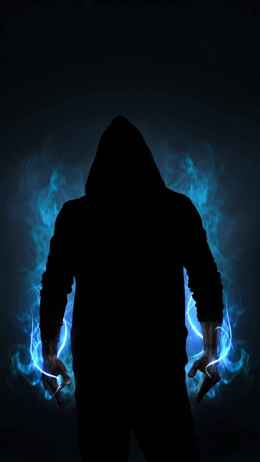 Download free Guy With Hoodie In Blue Flames Wallpaper