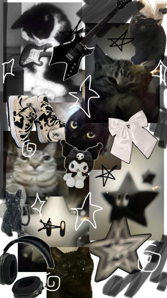 Black Cat Star Swirl Wallpaper Black Icons