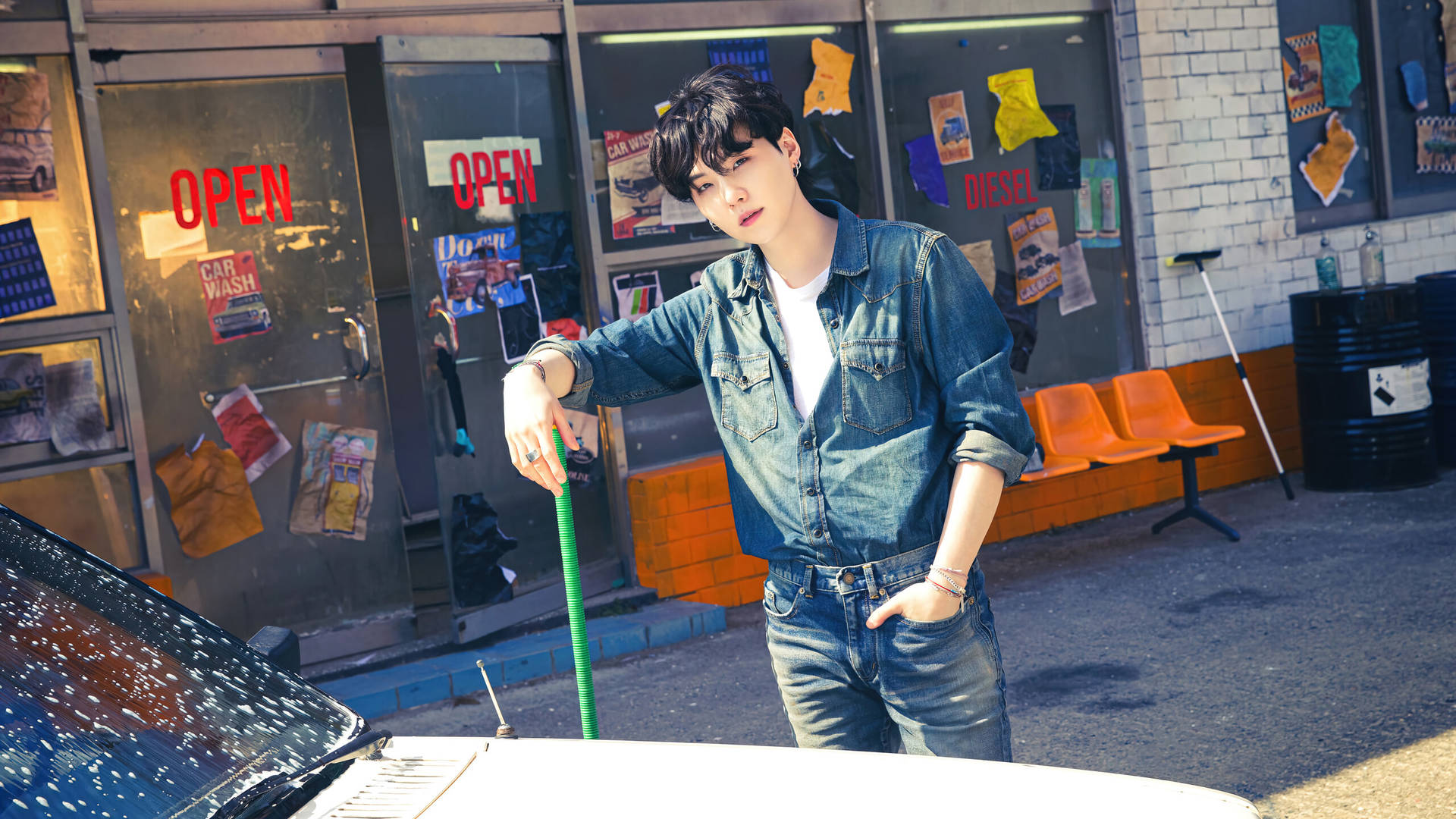 Download BTS SUGA Car Wash Wallpaper