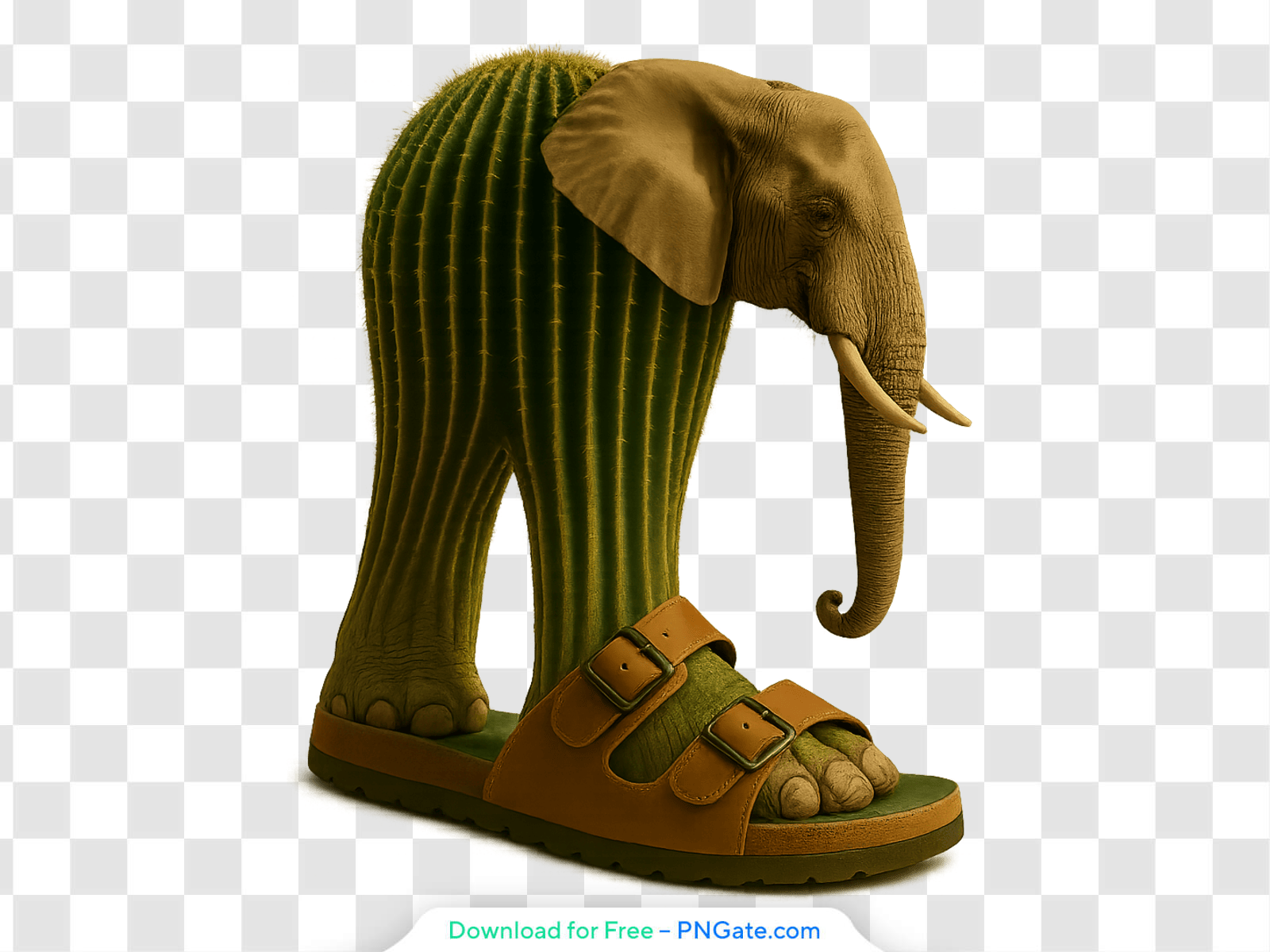 Lirilì Larilà Cactus Elephant Character Wearing Sandals Free PNG