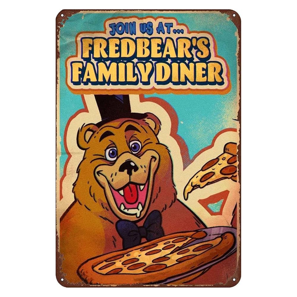 FNAF Fredbear's Family Diner Pizza Metal Sign Wall Decor Inch Novelty Art Print, Amazon.sg: Home