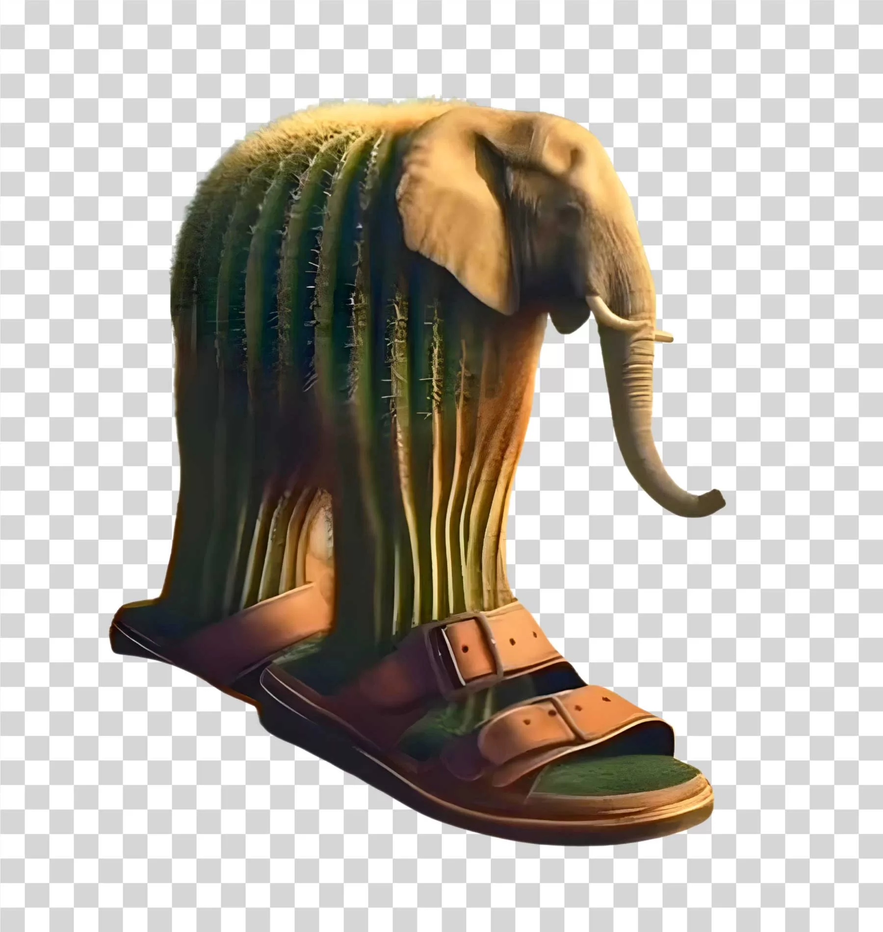 Lirilì Larilà, Elephant in a Cactus Meme, TikTok Brainrot Trend, Transparent PNG Image