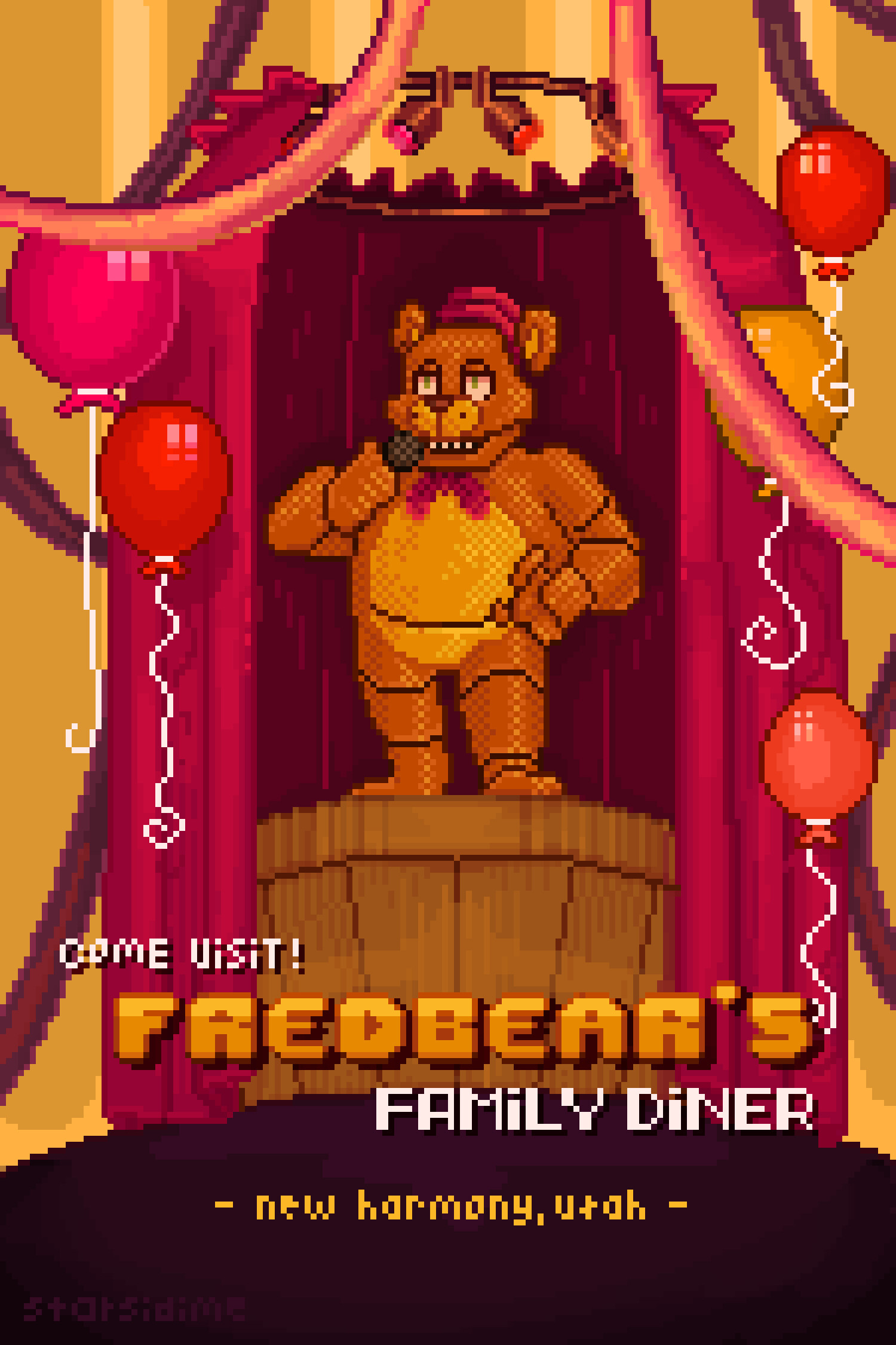 Fredbear Family Diner Video (FNAF Fredbear's Family Diner Security Badge Linocut Sticker)