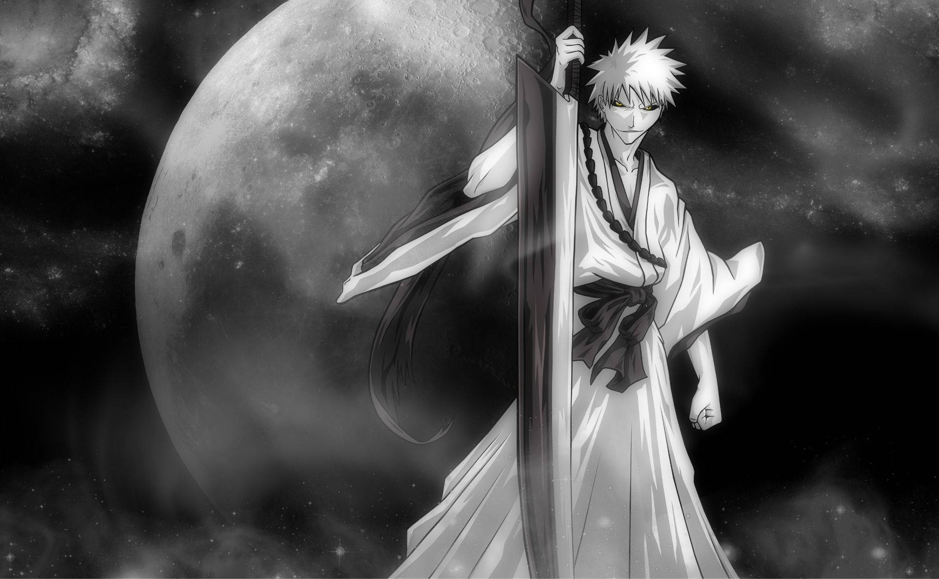 Download Bleach's Ichigo Kurosaki with His Sword and Burning Passion Wallpaper