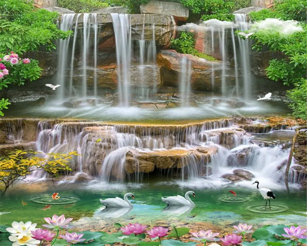 Immersive 3D Wallpaper For Walls: Nature Waterfall Landscape Mural For Living Room TV Background Silk Textured Wall Decor From Yunlin188, $37.19