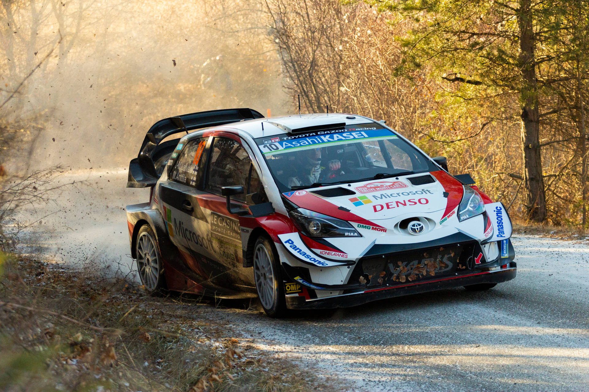 Thrilling Action On Track Rally Toyota Yaris Wallpaper