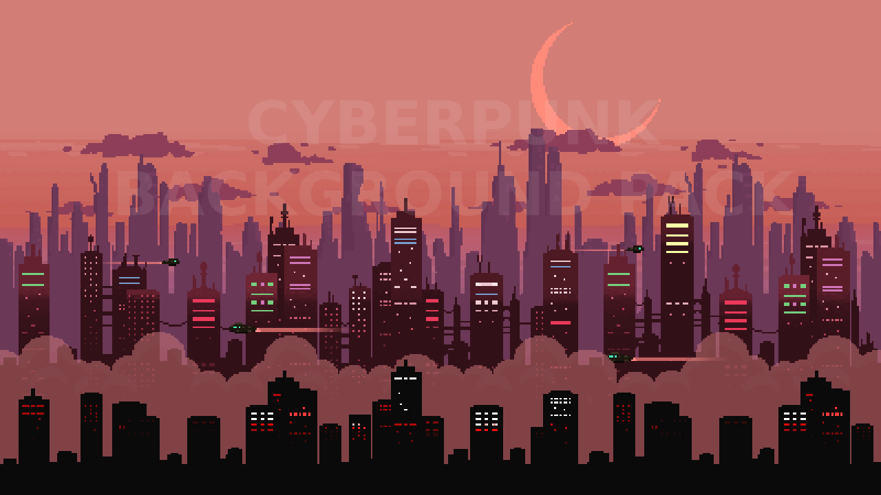 2D Pixel Art CYBERPUNK Background