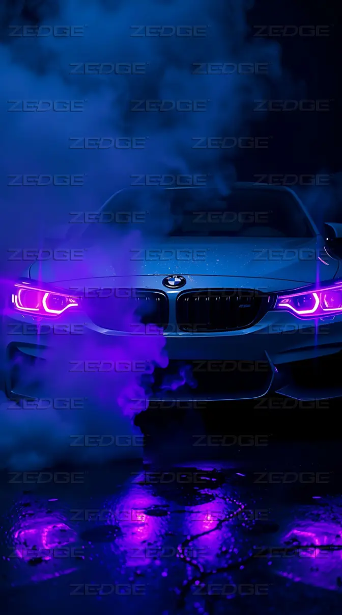 Silver BMW Purple Headlights Smoke Wallpaper wallpaper