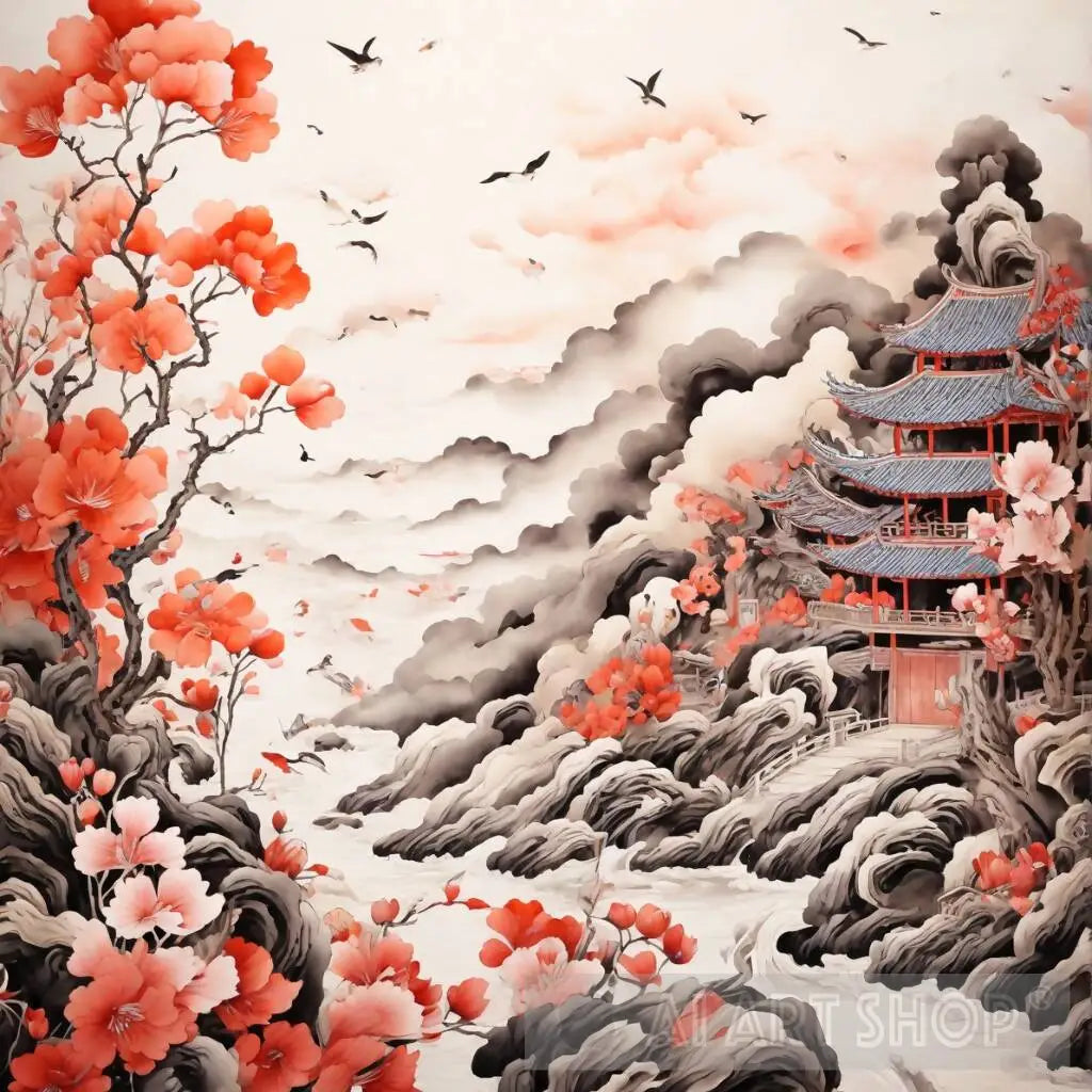 ink color art chinese wallpaper