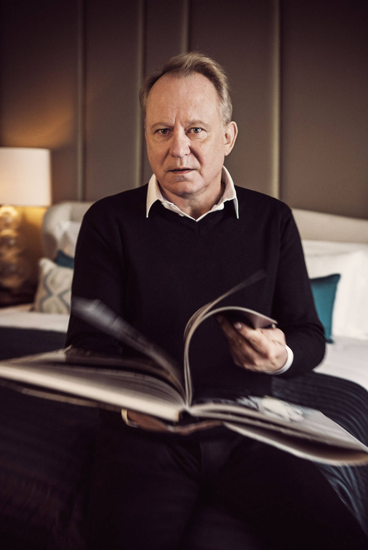 Download Renowned Swedish Actor Stellan Skarsgard Posing for King Magazine Photohoot Wallpaper