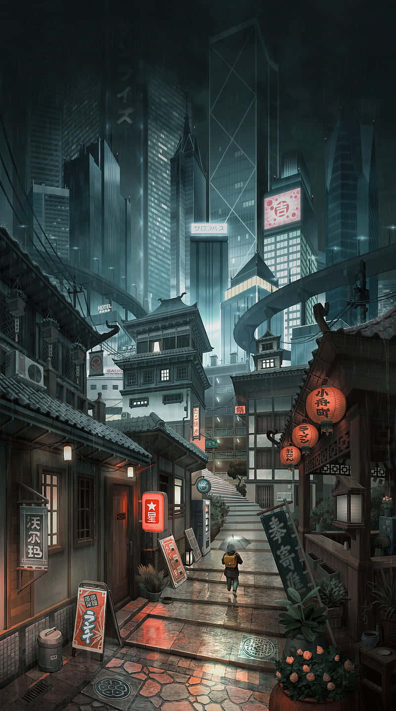 Download Night City In Tokyo Anime Wallpaper