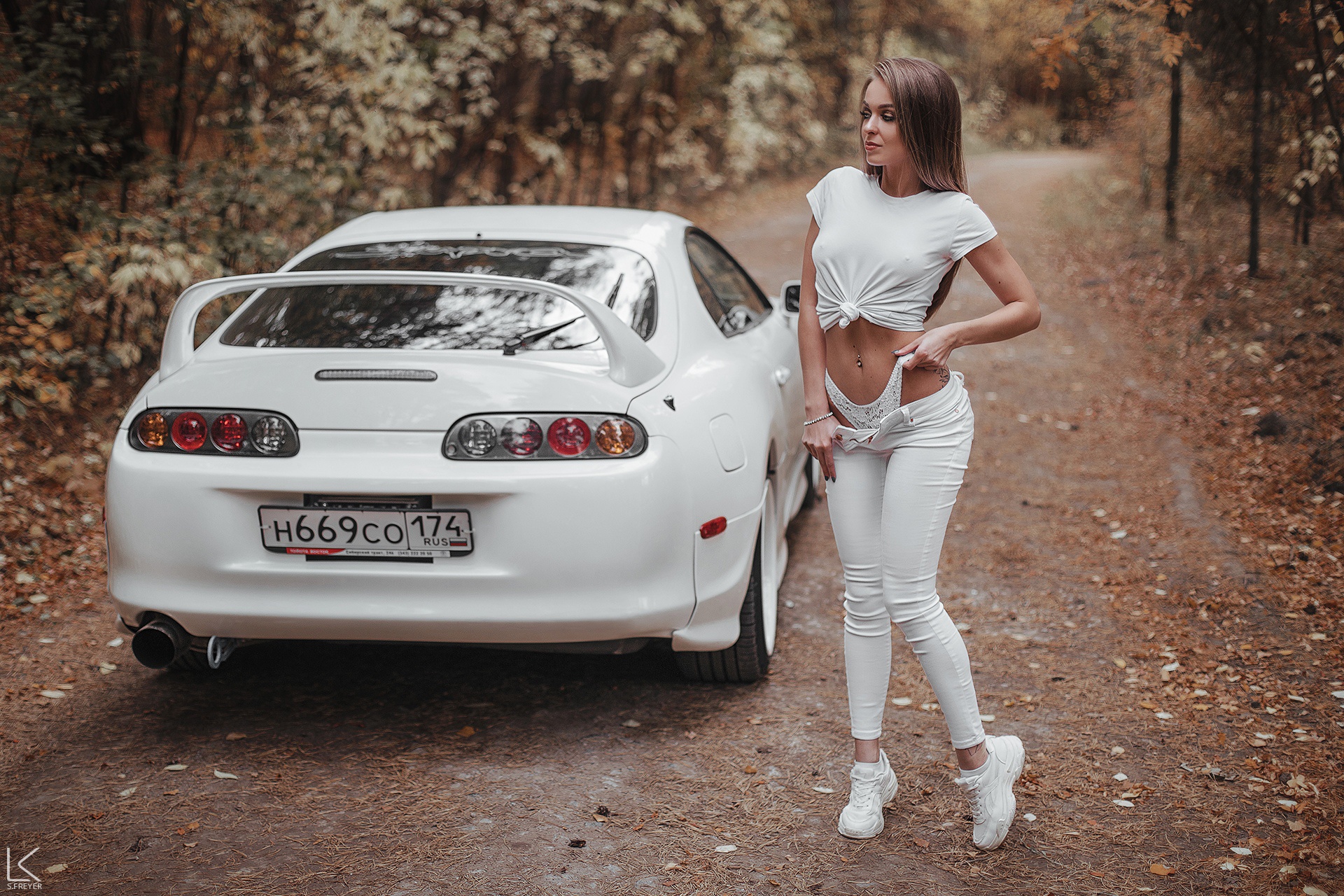 Wallpaper girl, Machine, figure, Toyota Supra, Sergey Freyer, Maria Zolotavina for mobile and desktop, section девушки, resolution 1920x1280