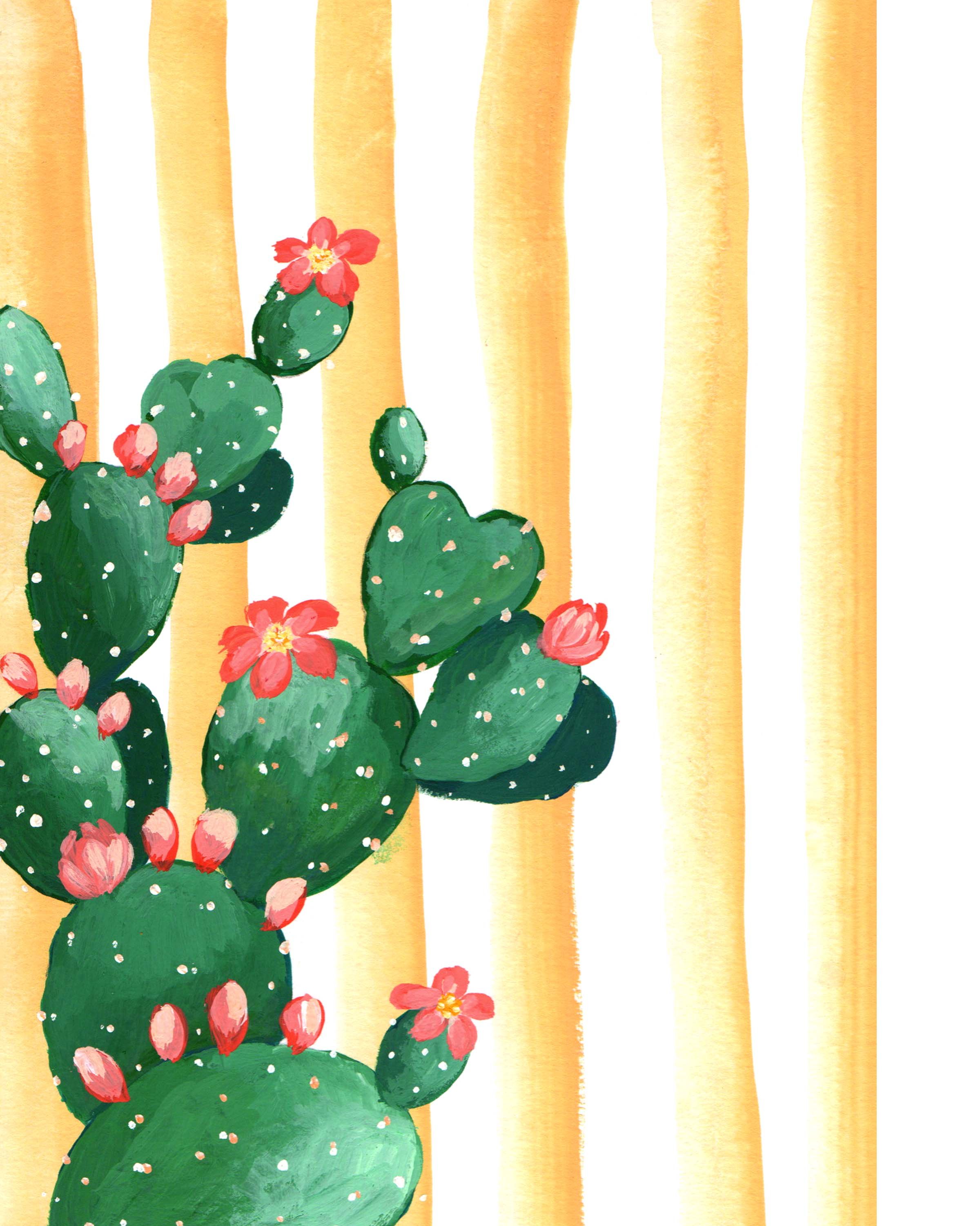 Shop the Prickly Pear with Yellow Stripe Art Print by Pink Puddle Studio