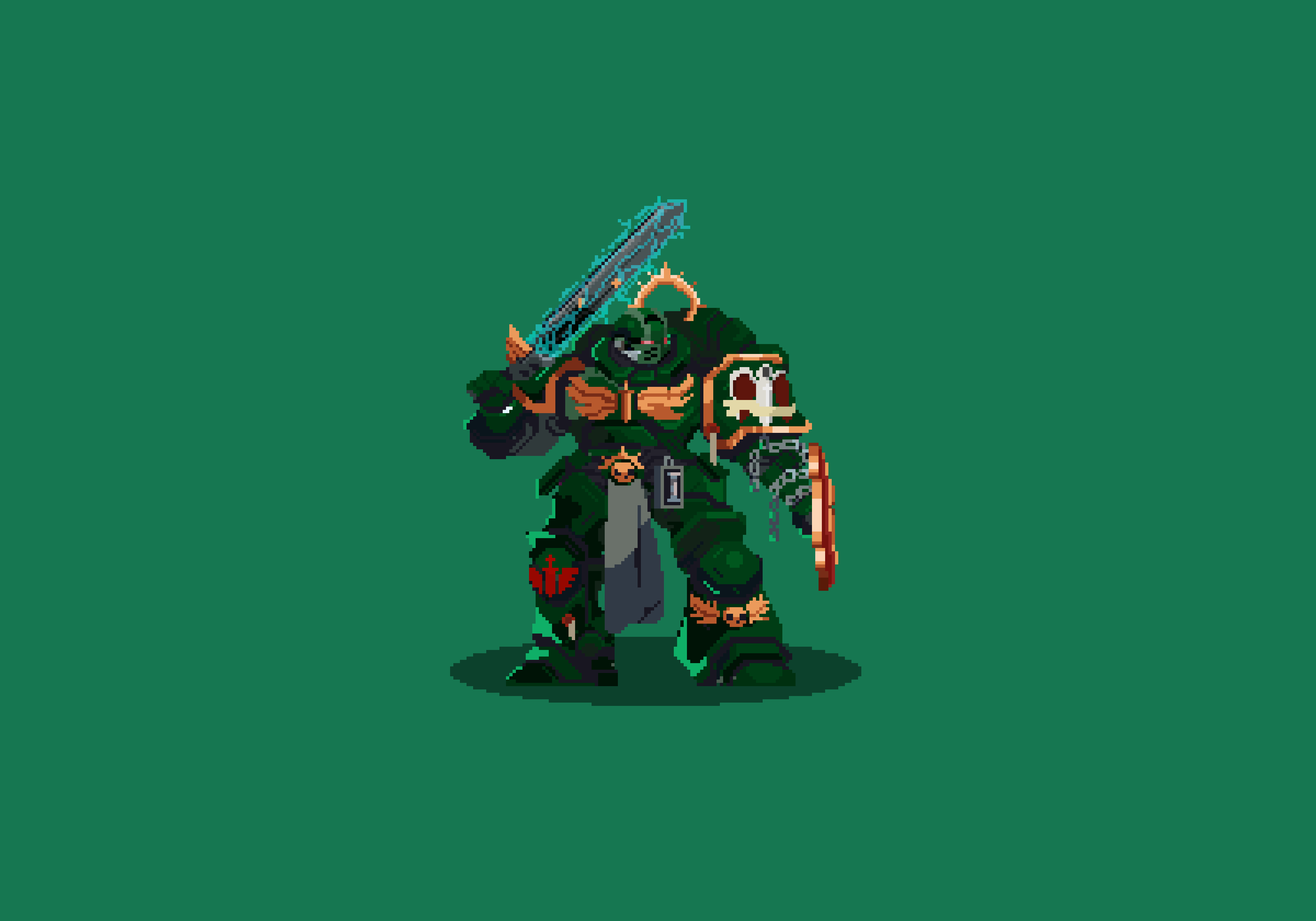 Dark Angels Space Marine Pixel Art Wallpaper original artwork