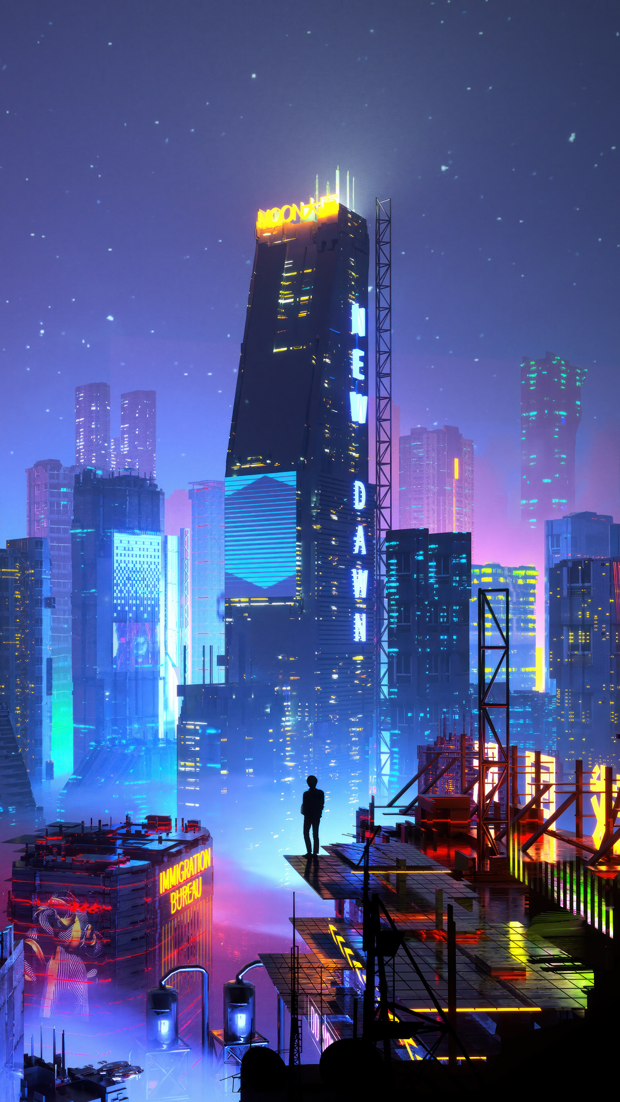 Cyberpunk City Buildings Sci Fi 4K Wallpaper IPhone HD Phone K