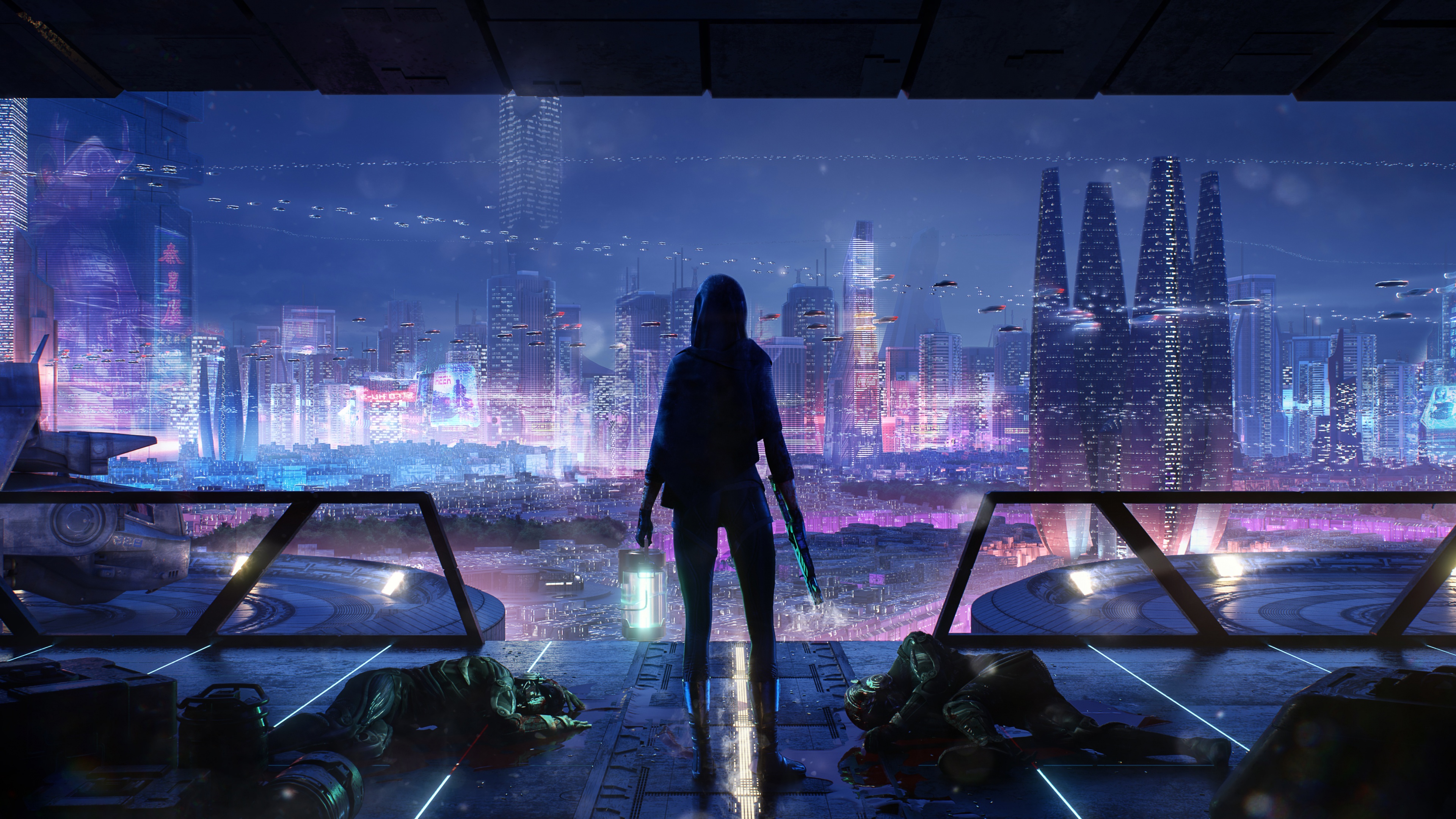 Cyberpunk Wallpaper 4K, Hunter, Futuristic, Assassin