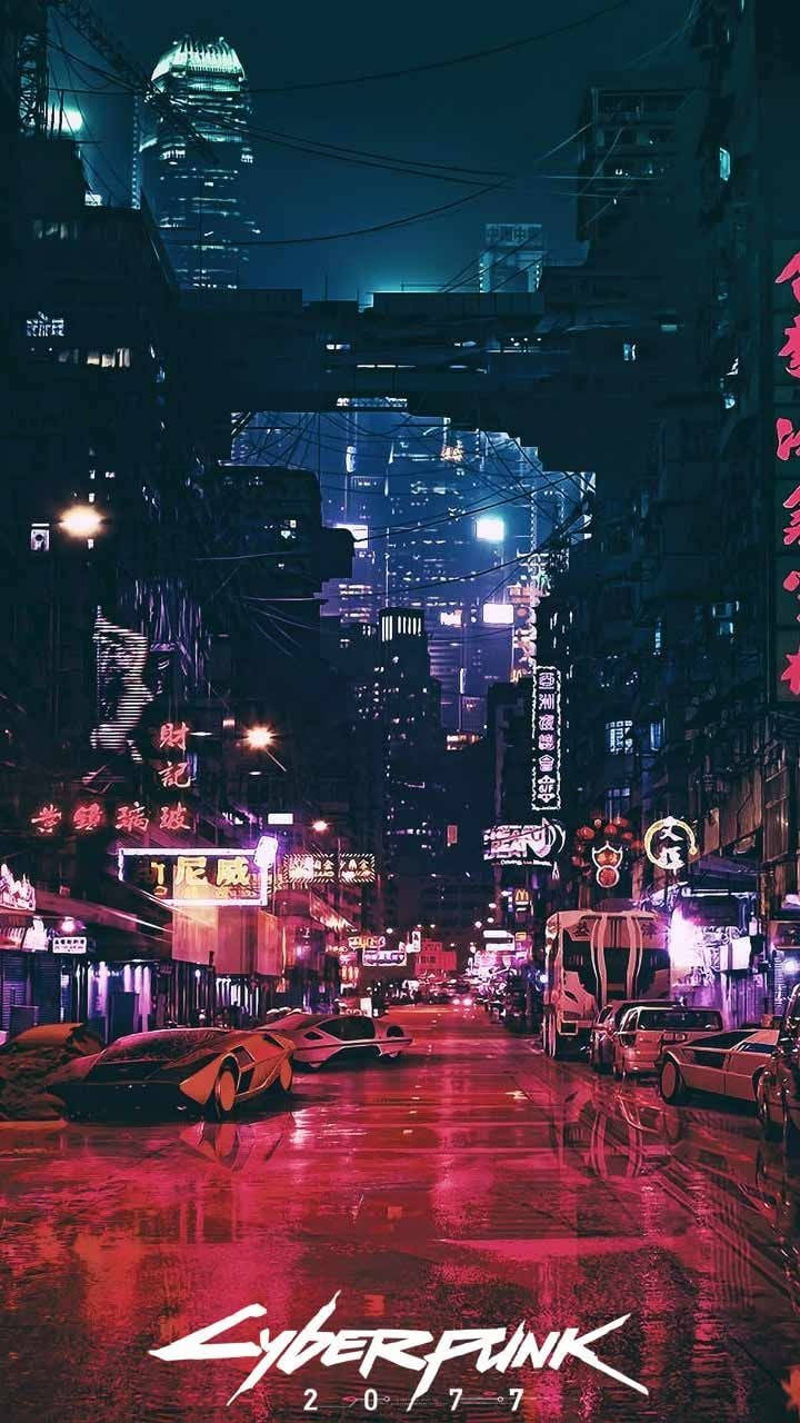 Night City Megalopolis Cyberpunk 2077 iPhone Wallpaper