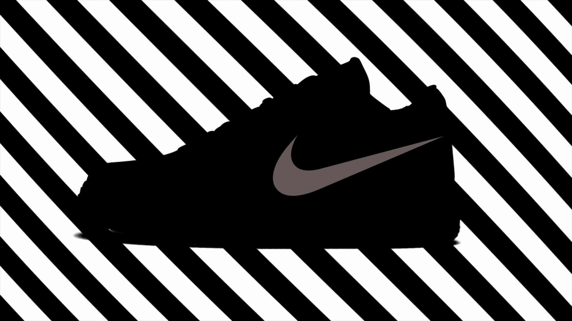 Download Nike Air Force 1 Silhouette On A Black And White Striped Background Wallpaper