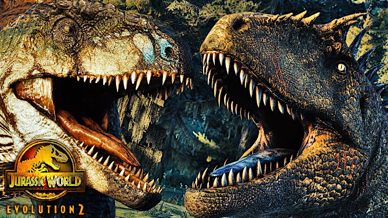 ARK Carcharodontosaurus Vs Giganotosaurus EPIC CINEMATIC BATTLE ! Jurassic World Evolution 2