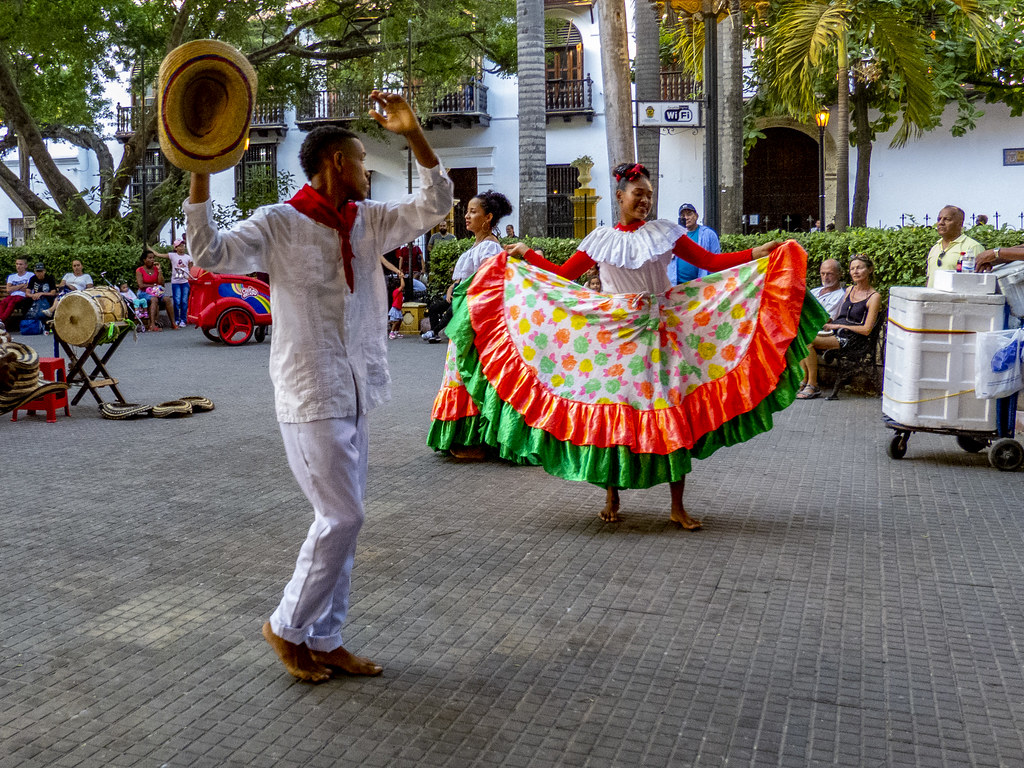 Cumbia Dancers In Cartagena, Colombia. Cumbia Is A Dance Or