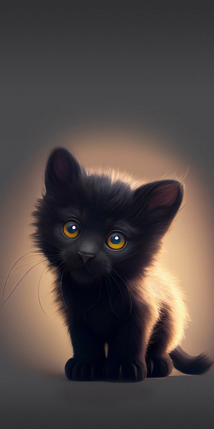 Cute Black Kitten Wallpaper