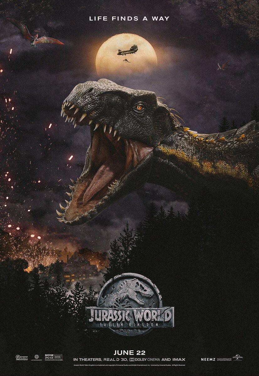 Jurassic World Fallen Kingdom Indo Raptor Movie Art Print Poster 22x17in #