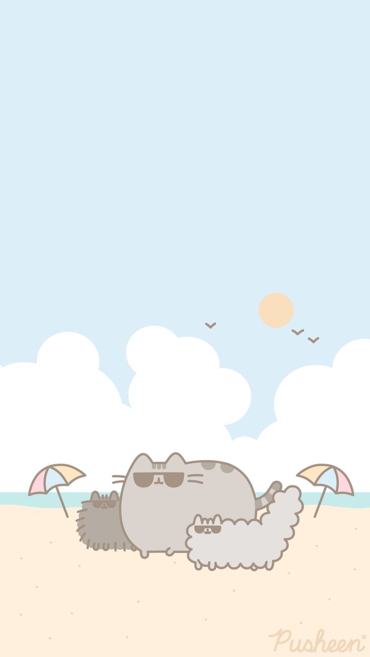 Pusheen Lazy Day Beach Wallpaper