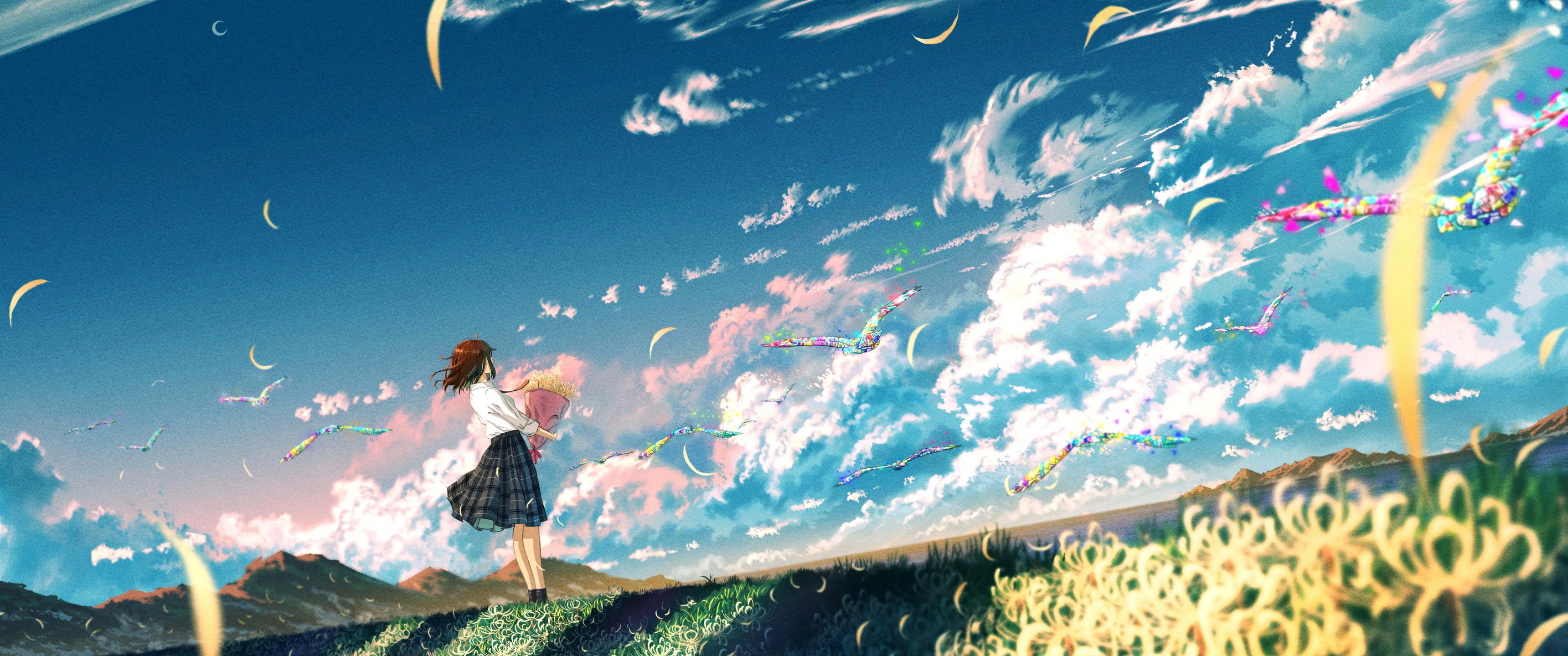 Anime girl Wallpaper 4K, Landscape, Dreamlike
