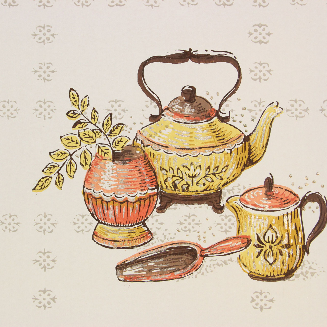 1970s Vintage Wallpaper Burnt Orange Harvest Gold Kitchen
