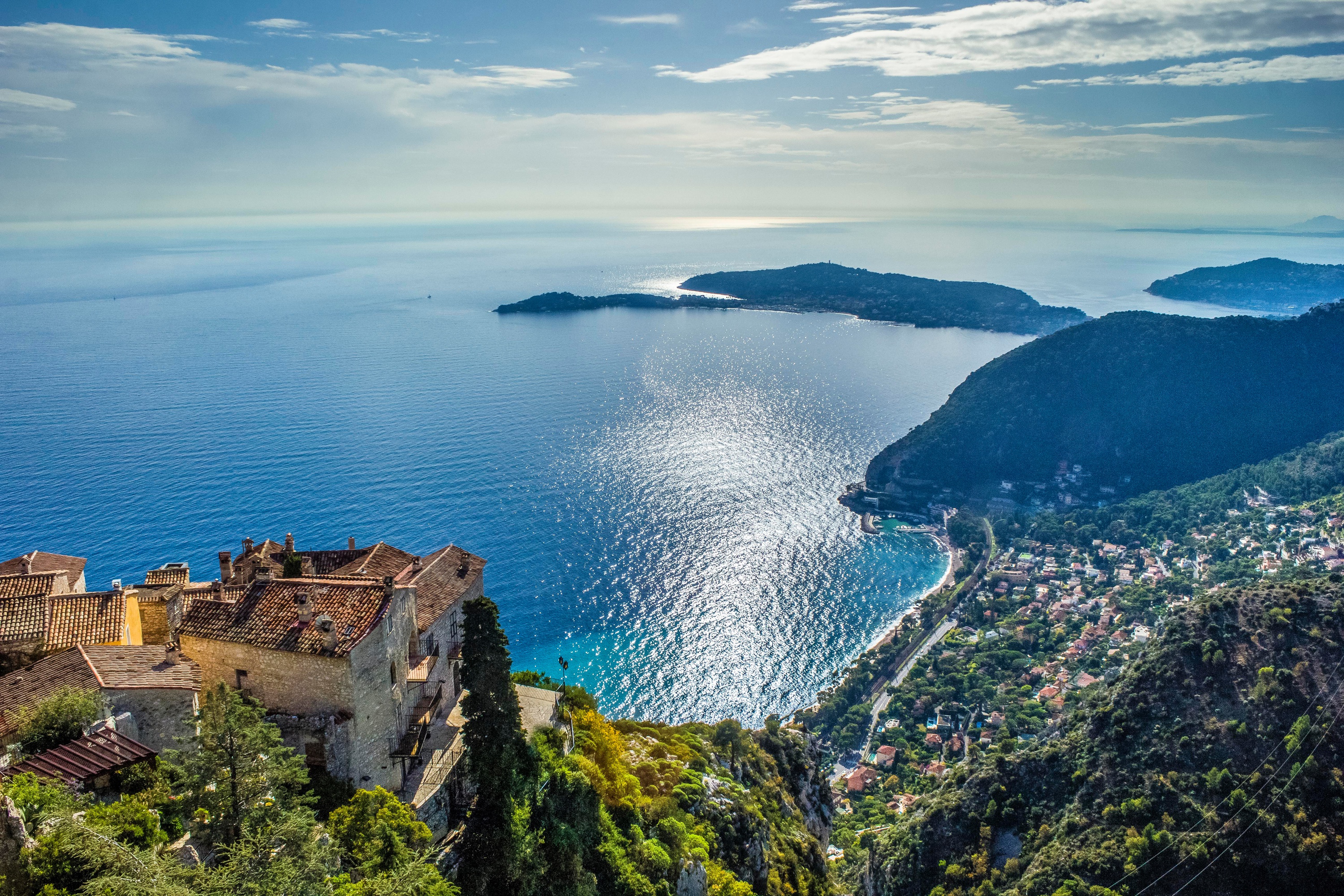 Wallpaper sea, the city, coast, France, home, panorama, France, Cote d'azur for mobile and desktop, section пейзажи, resolution 3000x2000