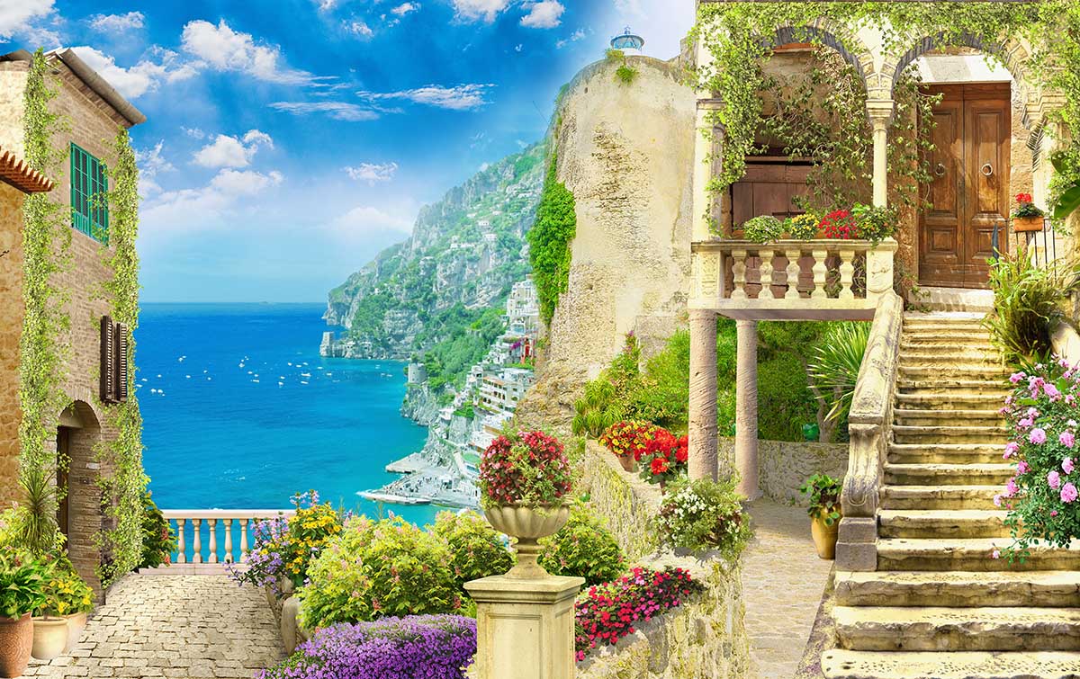 Wallpaper mural 3D a unique view of Mediterranean houses to