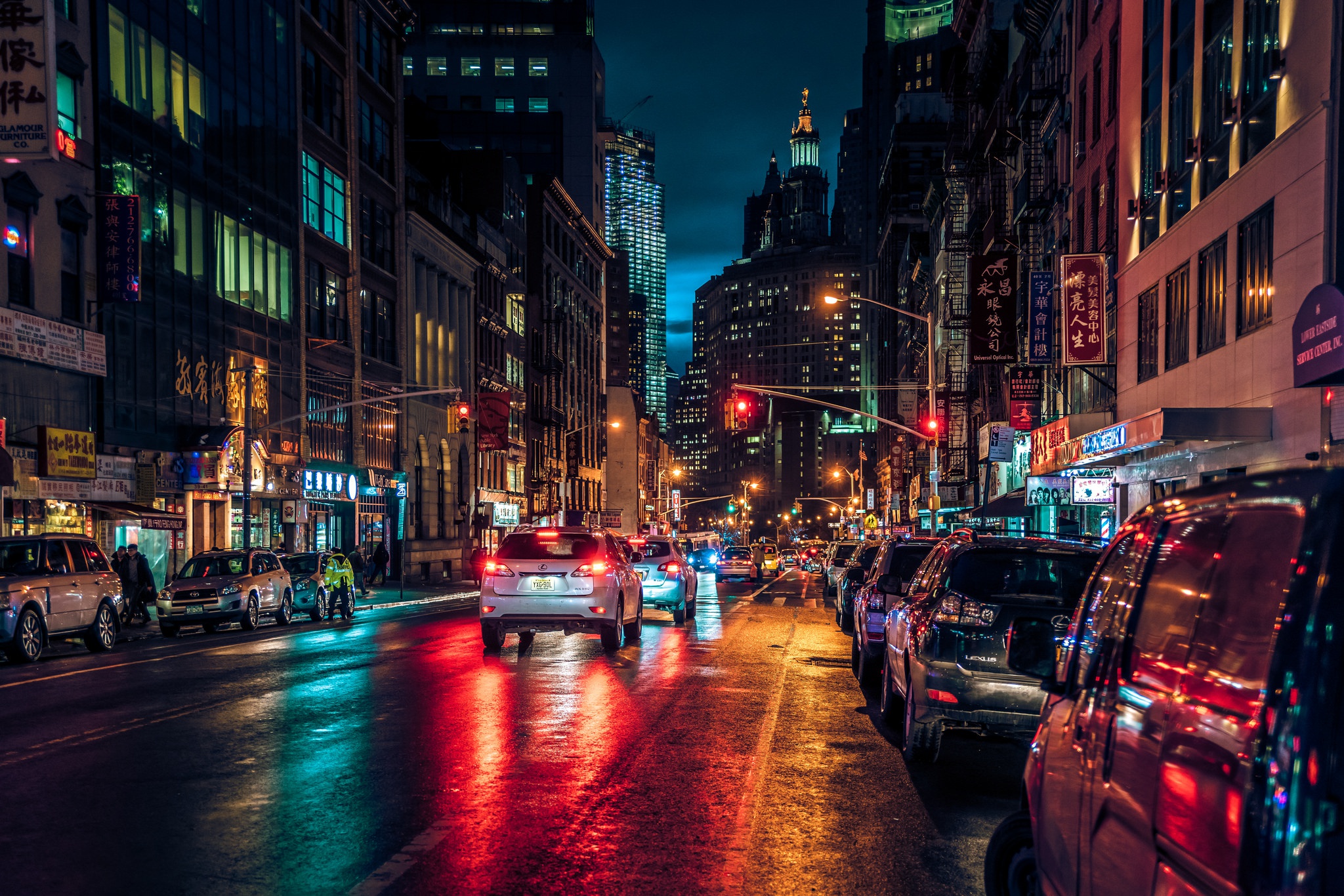 Wallpaper Night, Lights, Street, New York, Manhattan, New York, Manhattan, Chinatown For Mobile And Desktop, Section город, Resolution 2048x1366