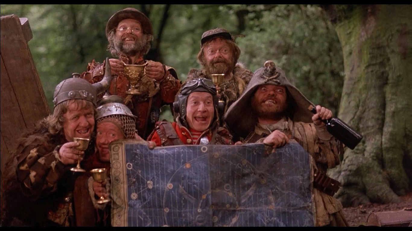 Group Shot. From Time Bandits, 1981. L To R, Front: Mike Ed