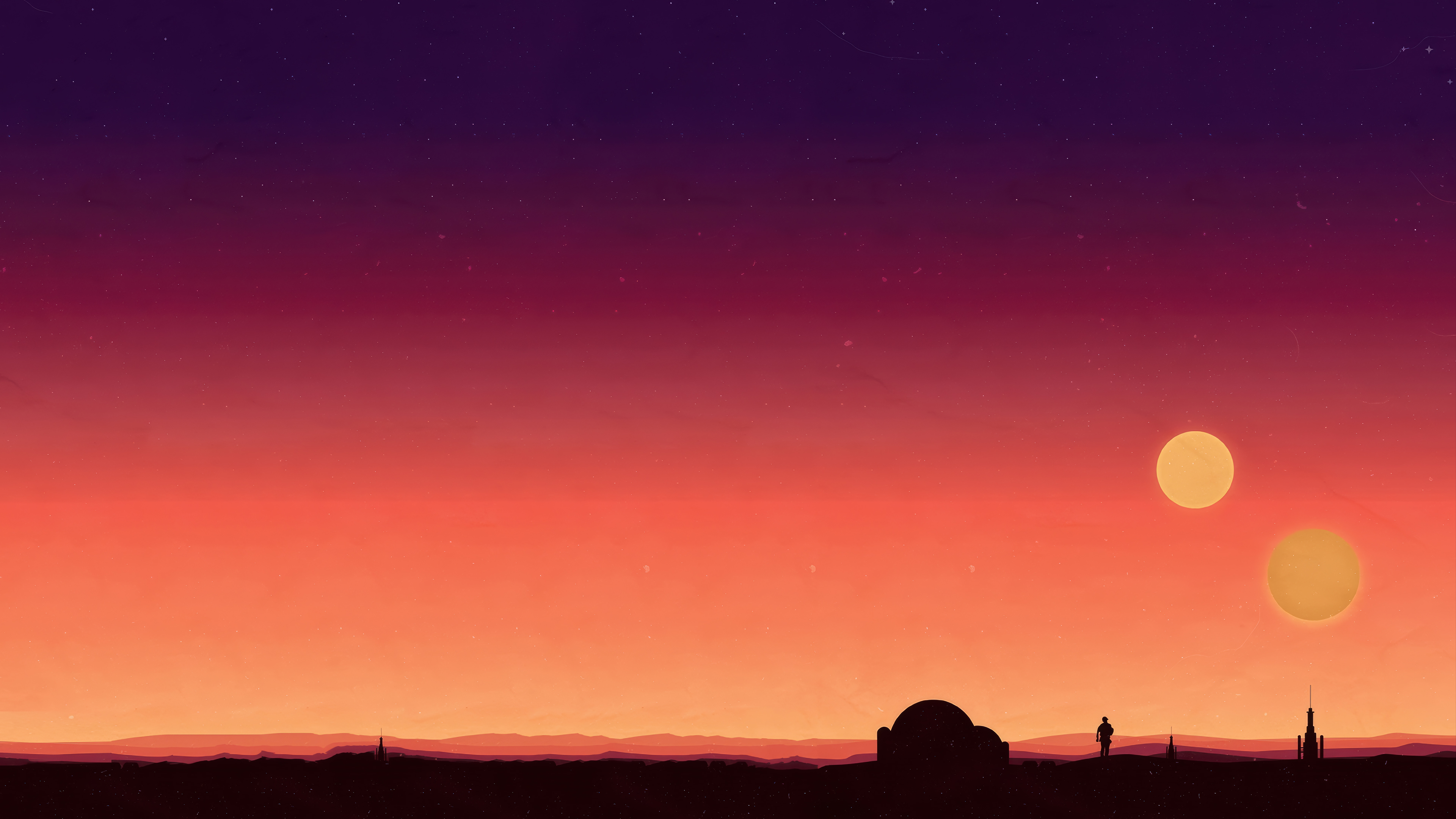 Star Wars Tatooine Minimalist Wallpaper 4K HD PC e