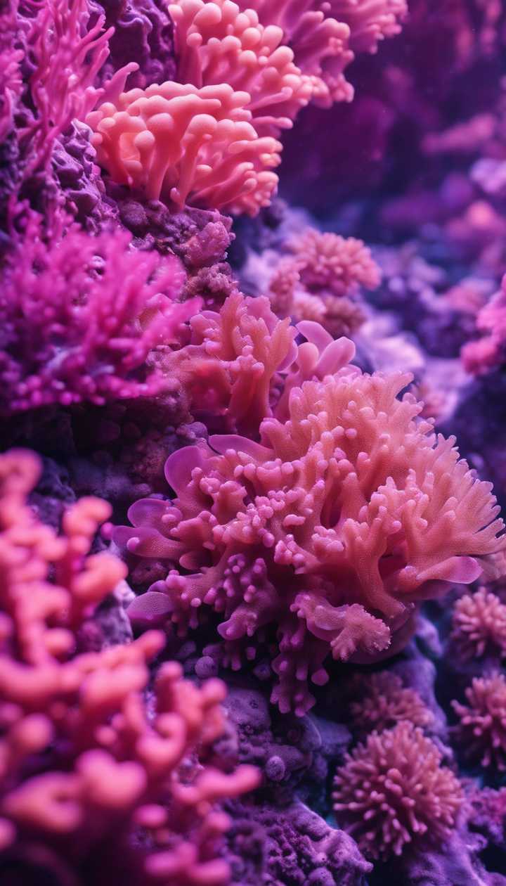 A Vibrant Underwater World, With A Close Up View Of A Thriving Coral Pattern In Shades Of Pink And Purple. Wallpaper [f0fc2914acd54a5cb532] By Wallpaper HD