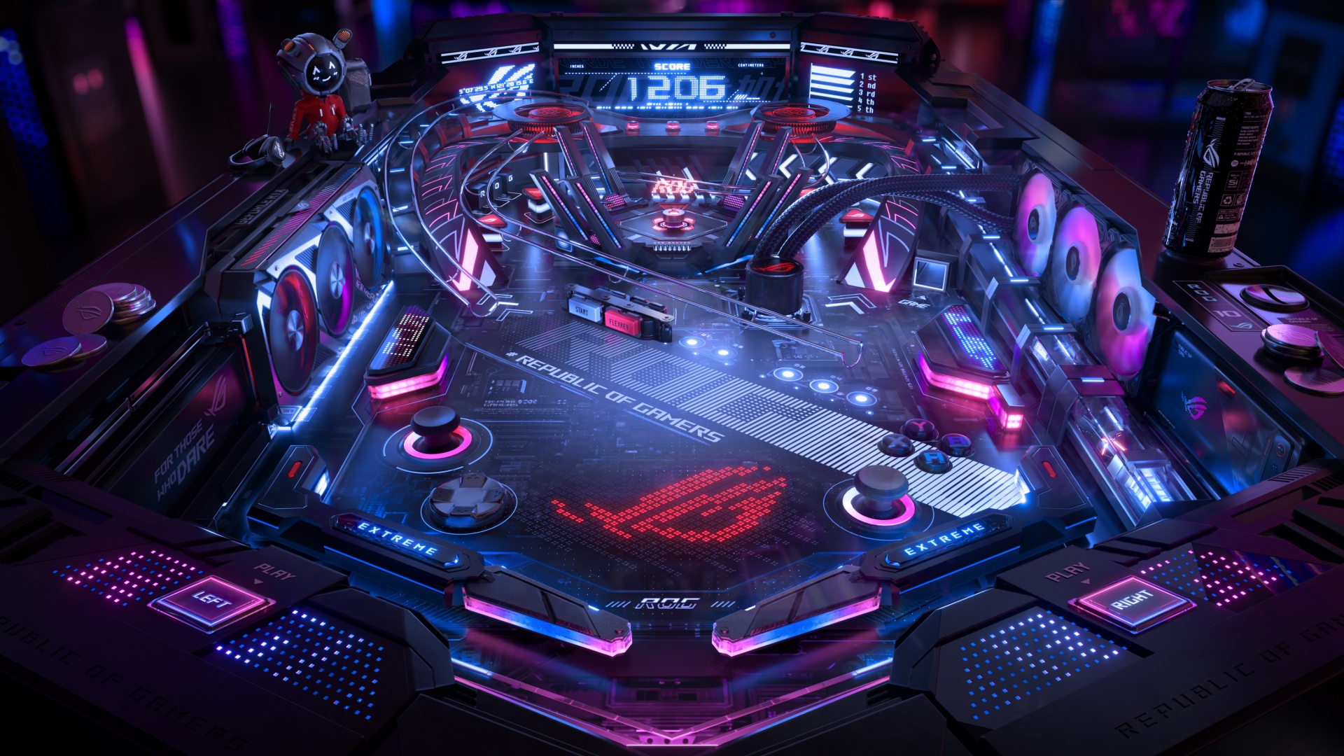 ASUS ROG Wallpaper 4K, Pinball, Futuristic, Neon