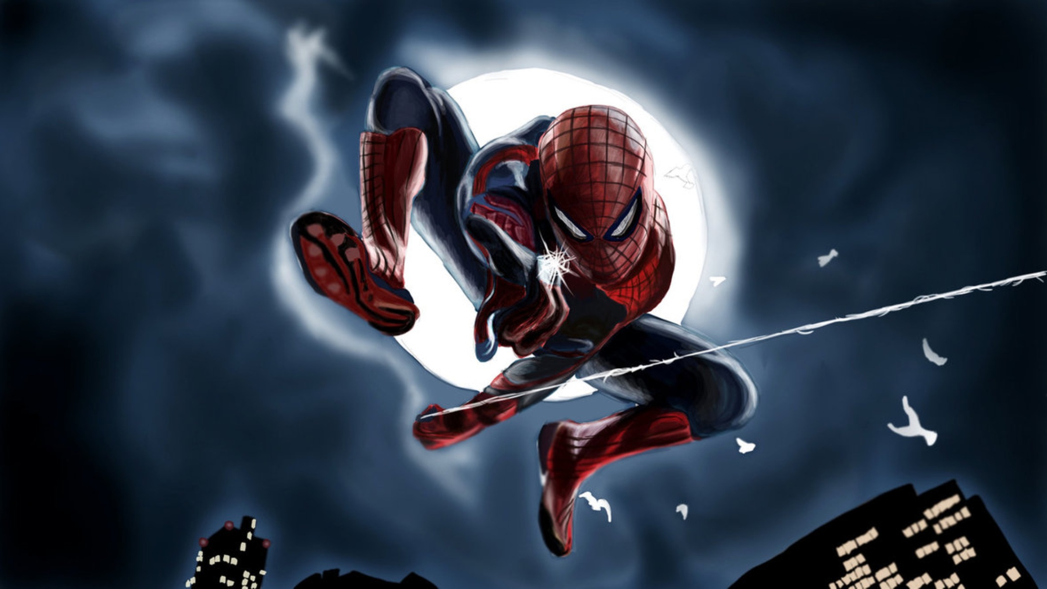 Wallpaper spider man, web, the amazing spider man, concept art for mobile and desktop, section фильмы, resolution 2120x1192