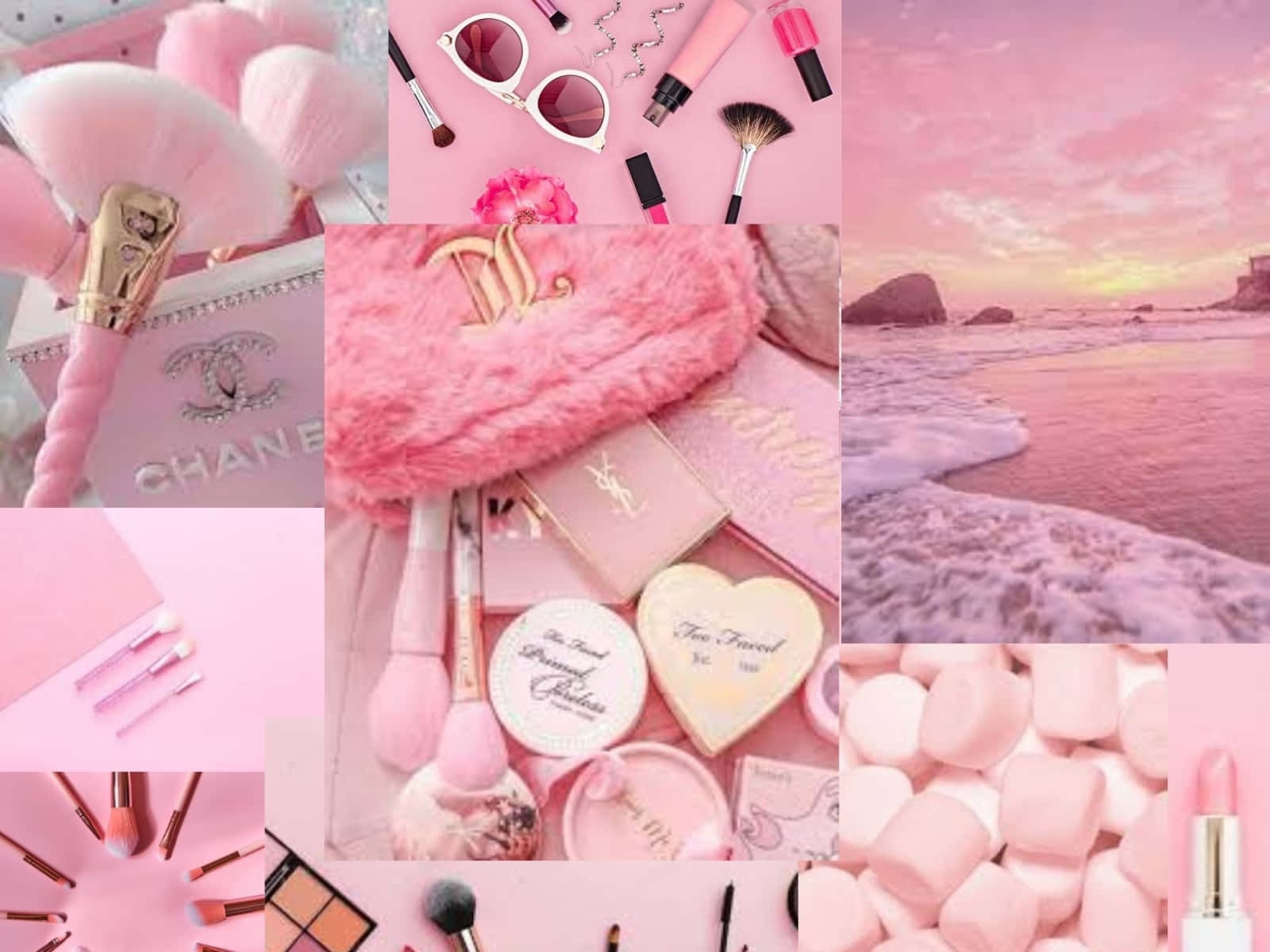 Download Pink Makeup Collage Wallpaper